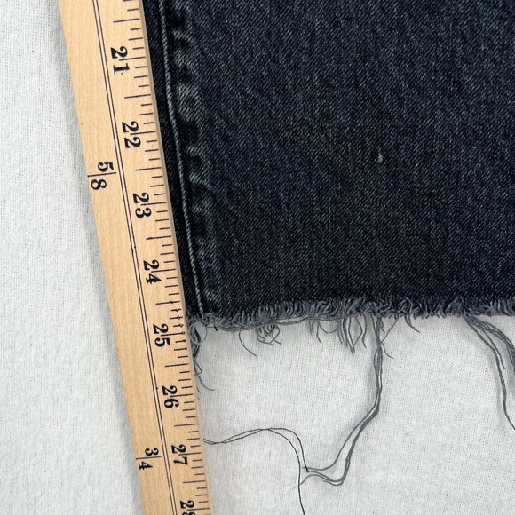 ABERCROMBIE & FITCH Mom Jeans Womens 27 4 Black High Rise Paperbag Tapered Raw - Picture 14 of 14